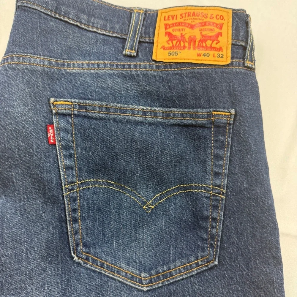 Levi's 505 Regular Fit Jeans Mens 40x32 Blue Straight‎ Leg Denim 00505-3172